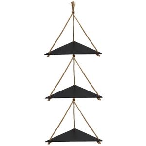 Wall corner shelves 3 pieces black wood